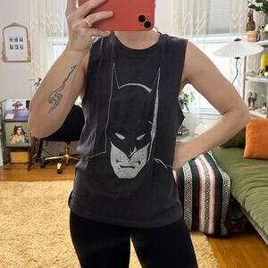Black / Grey Batman Graphic Muscle Tee Tank Top - Sz small